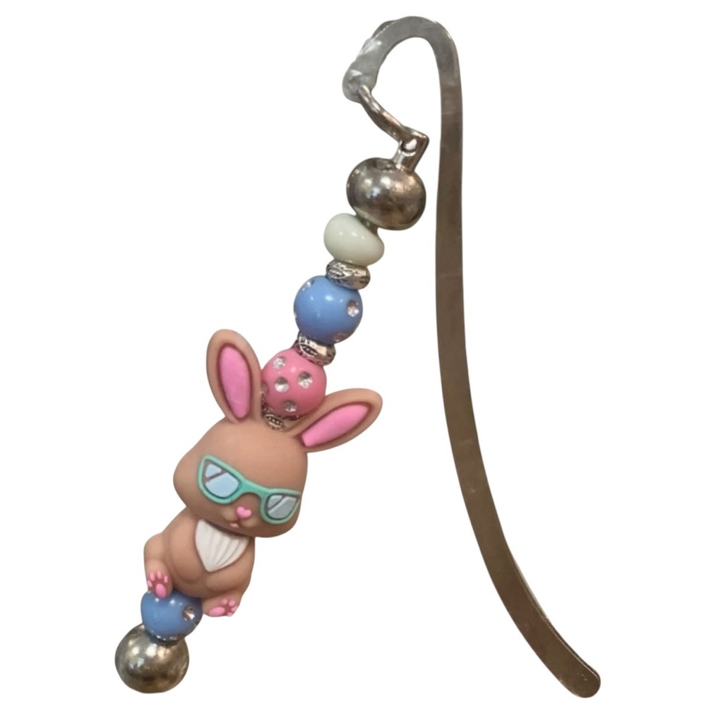 Bunny  Pink & Blue Beaded Bookmark Easter